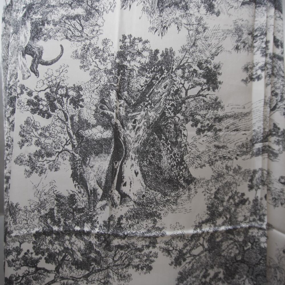 NWT Black White Horse Toile Imitation Silk Scarf Wrap 35x71 Equestrian - Picture 10 of 14